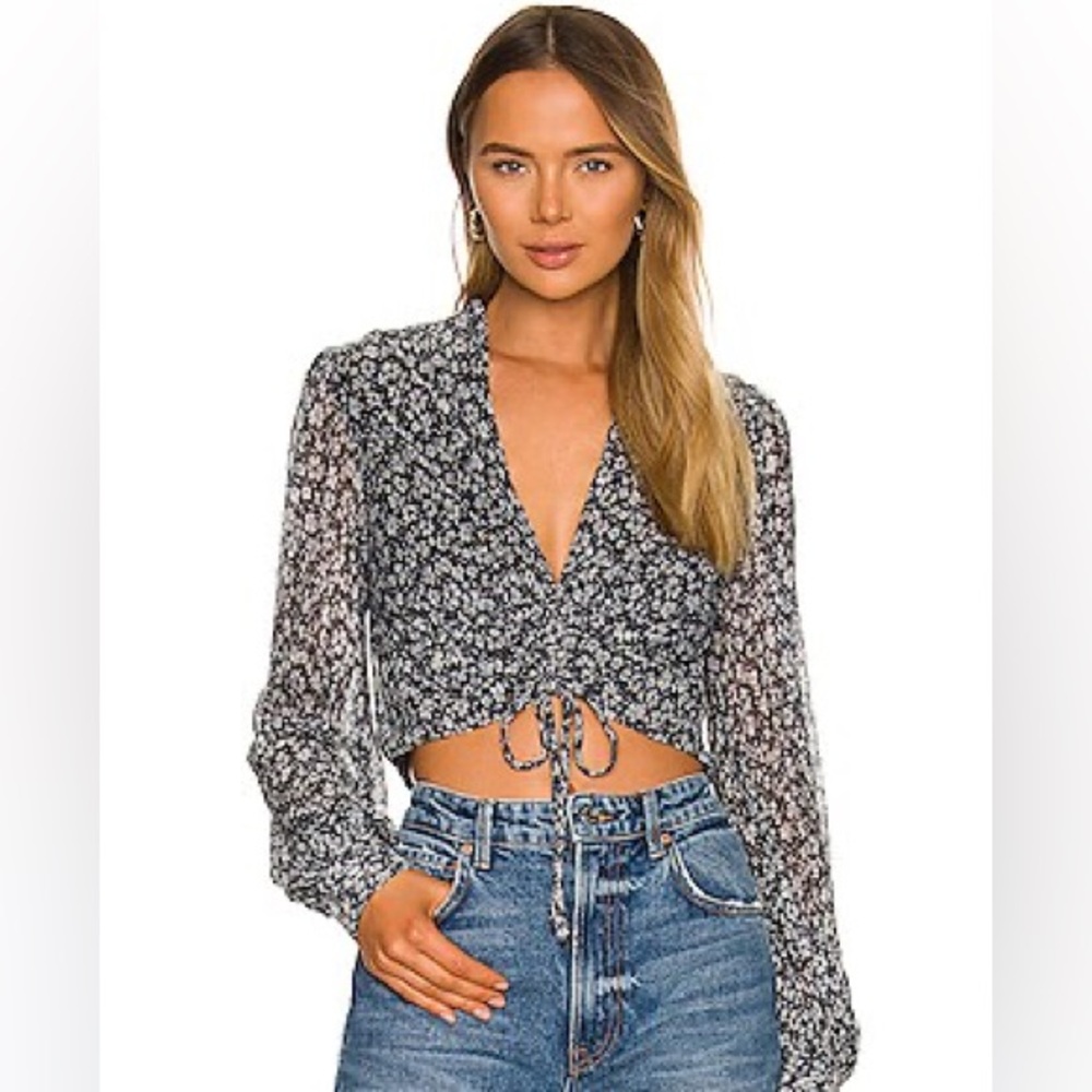 Bardot | Soft Floral Blouse in Blue Floral, S